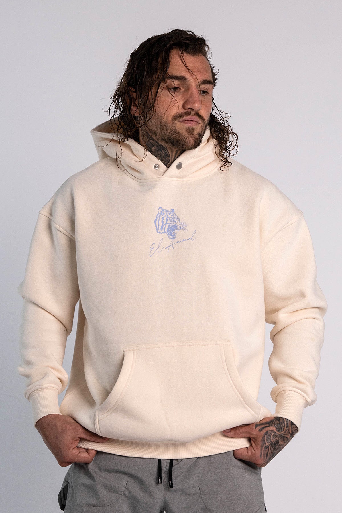 'El Animal' Heavyweight Hoodie in Off White