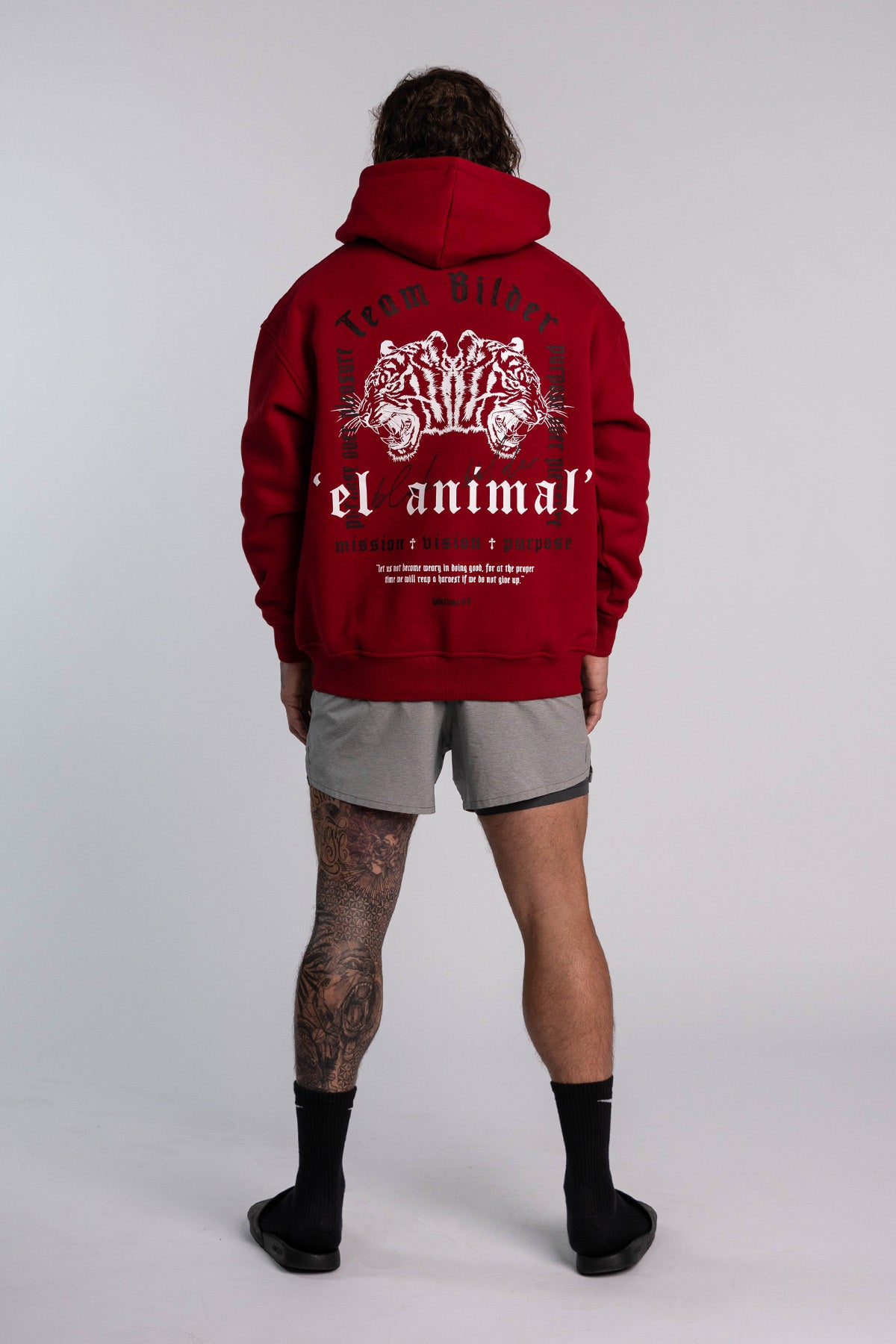 'El Animal' Heavyweight Hoodie in Crimson Red