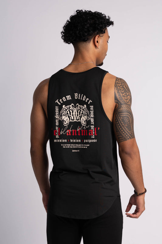 'El Animal' Premium Drop-Cut Tank Top in Black