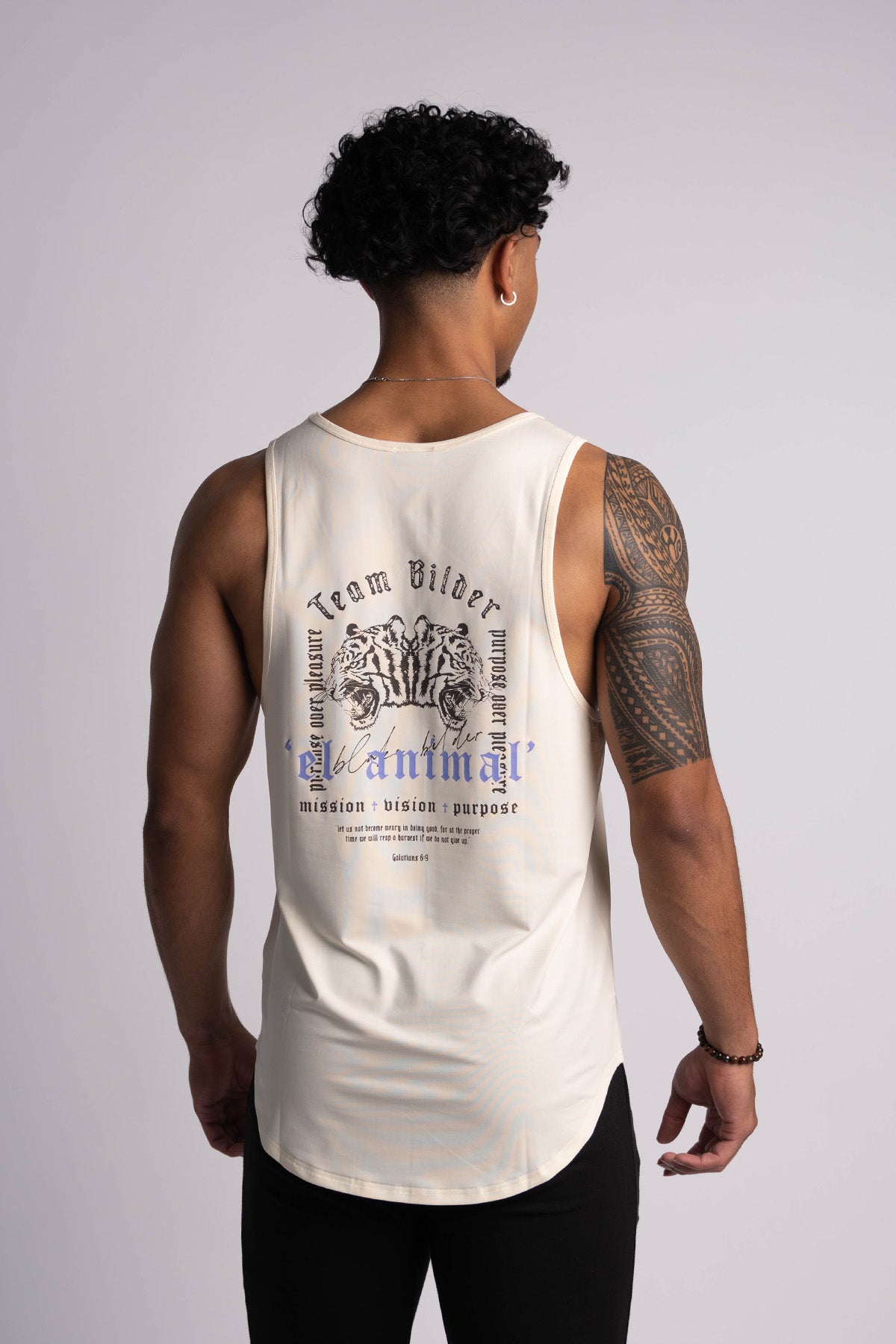 'El Animal' Premium Drop-Cut Tank Top in Off White