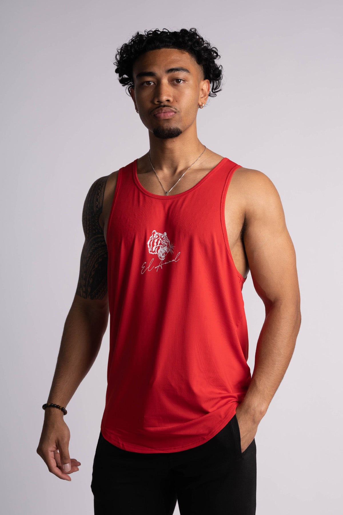 'El Animal' Premium Drop-Cut Tank Top in Red